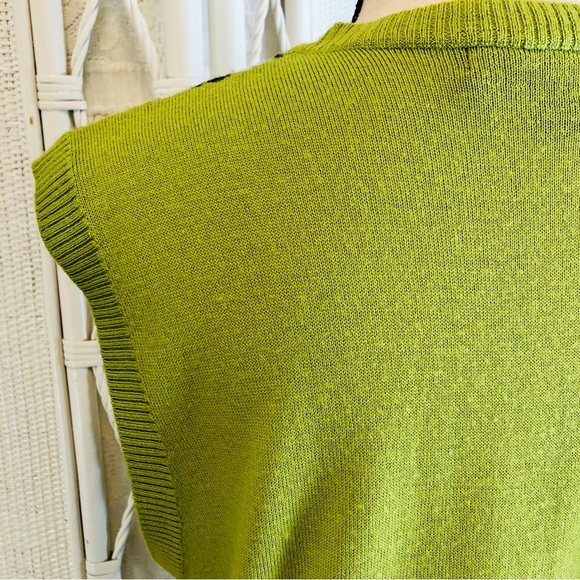 FINK Sweater Vest Houndstooth Lime Green Vintage Y2K 90 URBAN OUTFITTERS size XL - Picture 15 of 15